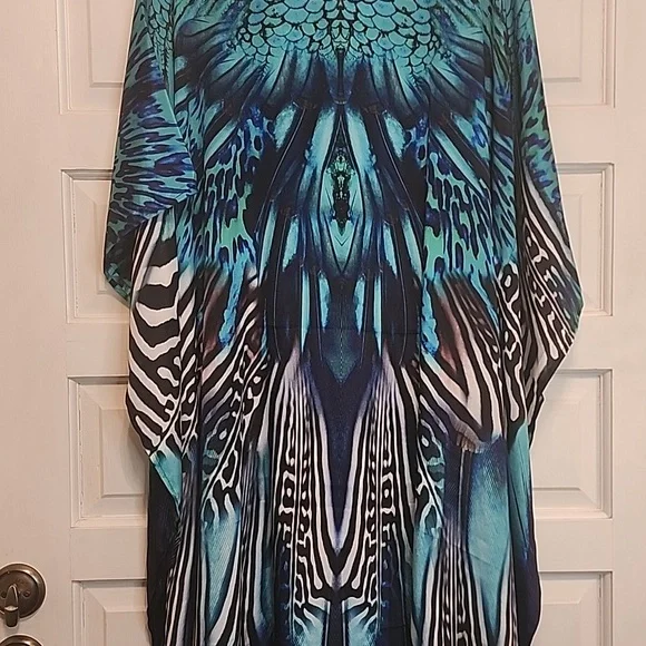 SAKKAS CAFTAN or KAFTAN  Flowing TUNIC Eyecatching Butterfly Print DRESS - Picture 5 of 7